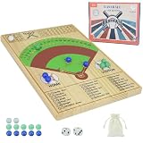 Medikaison Baseball Dice Board Game Solid Wood Dice and Marble Board Game Fun Double Battle Table Game for Adults Family, Party and Holiday Gatherings (Log Color)