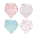 Copper Pearl 4 Pack Soft Cotton Baby Bibs for Drooling and Teething, Absorbent Drool Bibs for Baby Girl and Boy, Adjustable to Fit Newborns to Toddlers, Tons of Styles (Cheery)