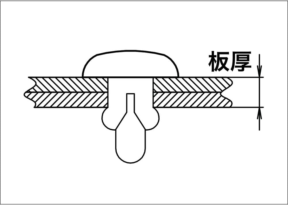 TRUSCO TPR5095-BK Push Rivets, Plate Thickness: 0.2-0.3 inches (6.5-7.5 mm), Hole Diameter: 0.2 inches (5.1 mm), Length: 0.3 inches (9.5 mm), Black, Pack of 50