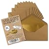 Gustav Neuser®, 50 stuks, met goud gevoerde vintage enveloppen, DIN lang (C6/5), 110 x 220 mm, kraftpapier, bruin…