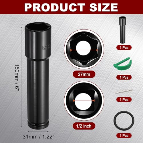 Douille à choc profonde 27mm avec carré 1/2 pour écrous - 3