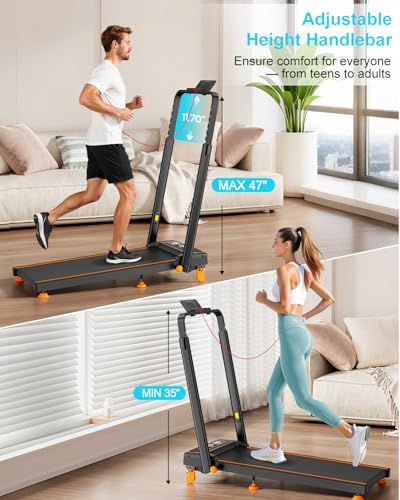 Image of Rayspace Walking Pad with 12% Incline /Adjustable Height, Upgraded 3.5HP Walking Pad with Handle Bar, 4 in 1 Foldable Under Desk Treadmill, Electric Portable Treadmills for Home 350LBS, LED Display