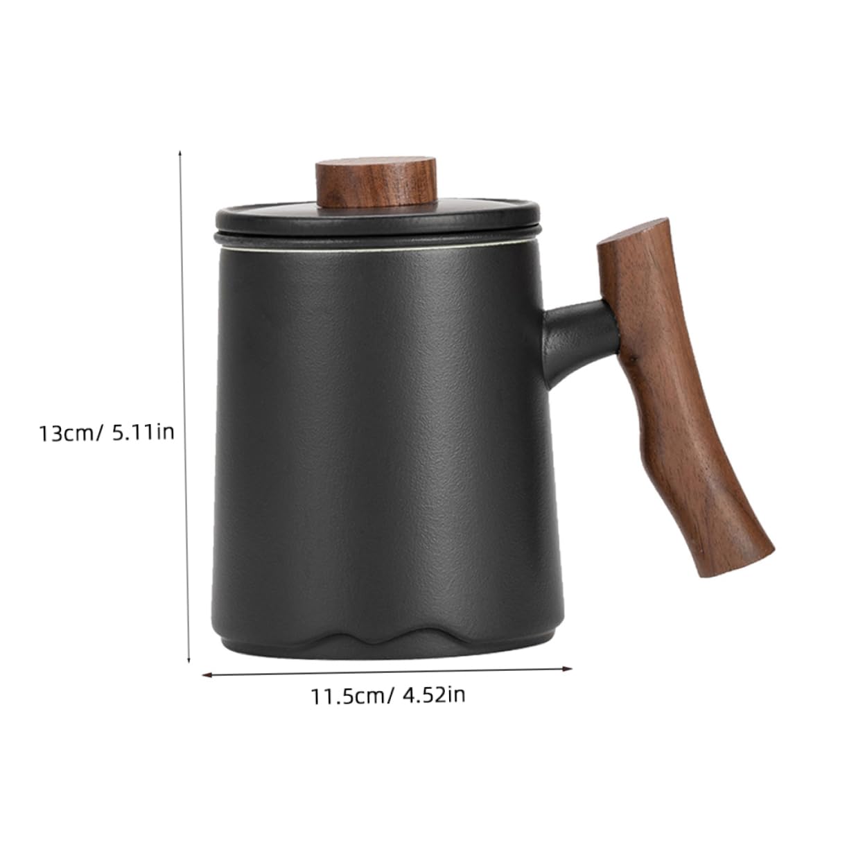Mug avec Passoire à Thé 360ml en Céramique et Manche en Bois Foncé Élégant