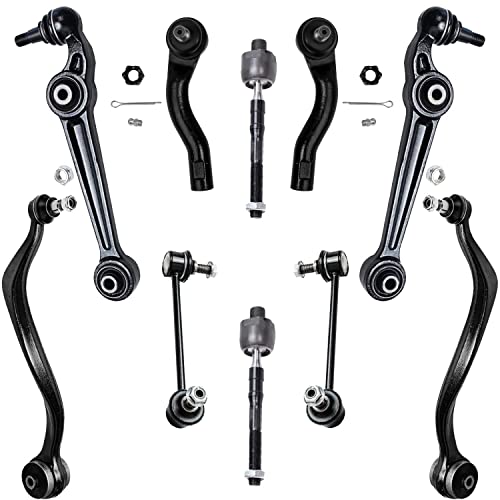 Image of Detroit Axle - 10pc Front End Suspension Kit for Ford Fusion Lincoln MKZ Zephyr Mercury Milan 4 Lower Forward & Reward Control Arms w /Ball Joints 4 Inner & Outer Tie Rods 2 Sway Bar Links Replacement