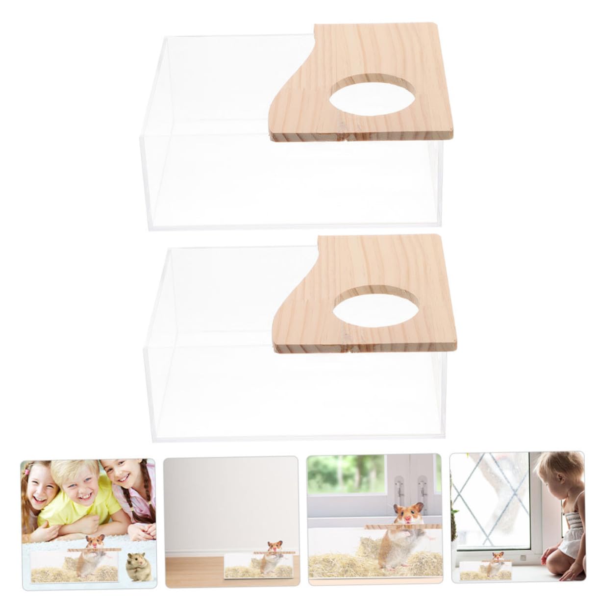 2 Stück Acryl Sandbad für Hamster und Meerschweinchen Glatte Oberfläche Sicher zum Baden und Spielen Transparent für Zuhause oder Zoohandlung