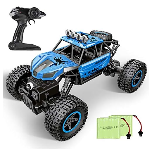 RC Car, SHARKOOL 2020 Updated 2.4Ghz 4WD 1/16 Scale RC Trucks Rc Crawlers Remote Control Car with Two Rechargeable Batteries, Off Road Vehicle for Kids & Adults, Blue