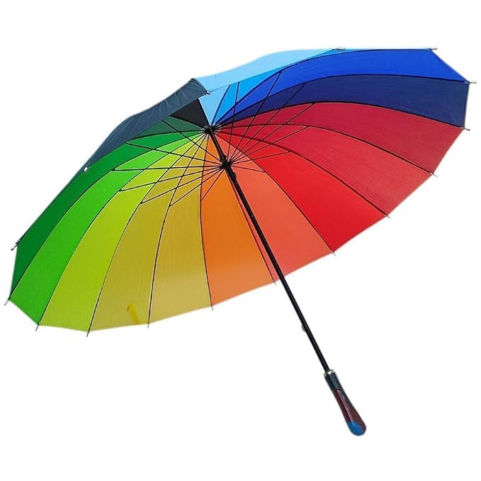 AARZOO Multicolor Rainbow Umbrella for Men & Women | Large Canopy Outdoor Rain Umbrella | Strong Frame with Comfortable Handle | Colorful Umbrella for Rainy Season, Travel & Daily Use-image-20