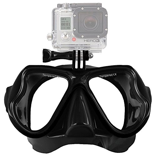 IXROAD Máscara de buceo y snorkel con sistema de montaje para cámara de acción (negro)