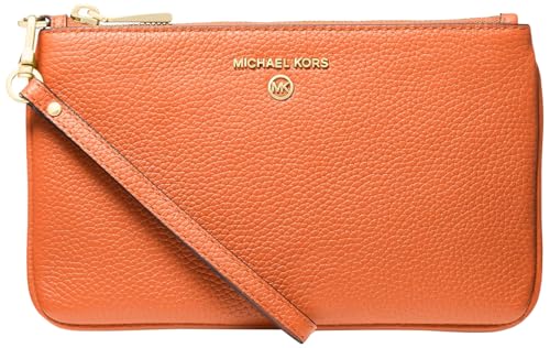 Michael Kors Women's Jet Set Charm Medium Top-Zip Wristlet, Gold-Tone Hardware/Orange Punch