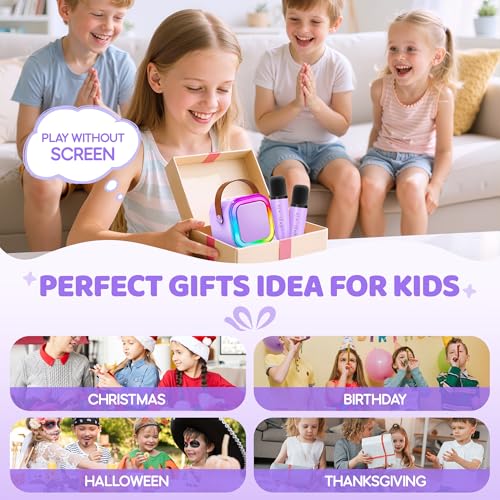mini karaoke machine for kids 2025 top toys birthday gifts ideas for girls ages 4 5 6 7 8 9 10 12 years old portable mp3 player with 2 wireless mics for party