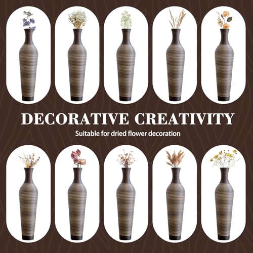 Image of Large Hand-Woven Bamboo Floor Vase, Tall Home Decor Floor Vase for Fake Flower Dried, Flower Holder for Living Room, Bedroom, Dining Room, Entryway, Hallway (Pattern Brown, Bottle)