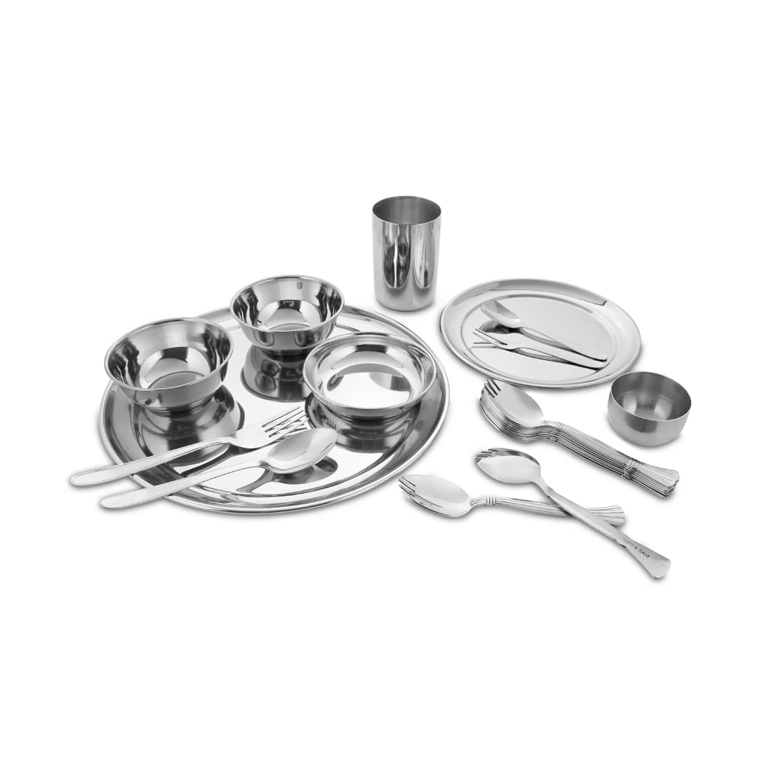 Shri & Sam Stainless Steel Dinner Set Shagun (21 Pcs Set) (B07MXZRF14) Amazon Price History, Amazon Price Tracker