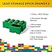 LEGO Brick Drawer, 8 Knobs, 2 Drawers, Stackable Storage Box, Dark Green