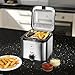 Swan SD6060N 1.5 litre Stainless Steel Fryer with Viewing Window, Non-Stick Coating for Easy Cleaning and Adjustable Thermostat with Indicator Light, Detachable Basket Handle, 900W, Silver