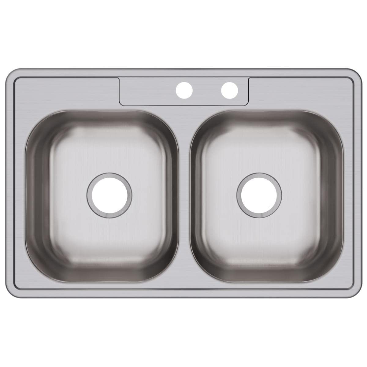Dayton Stainless Steel 33" x 21-1/4" x 6-9/16", MR2-Hole Equal Double Bowl Drop-in Sink