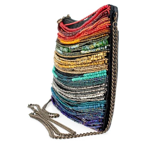 Mary Frances Rainbow Radiance Beaded Crossbody Handbag Colorful Evening Clutch Purse with Removable Strap, Multicolor4