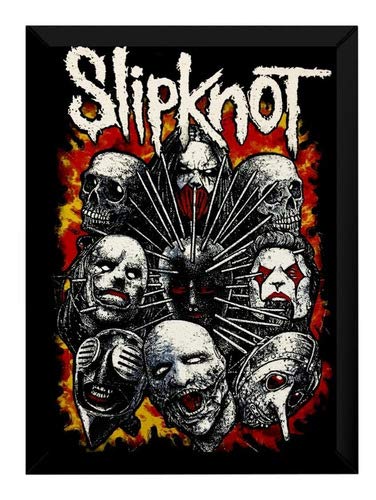 Quadro Rock Arte Slipknot Cartaz Desenhado Moldura 42x29cm