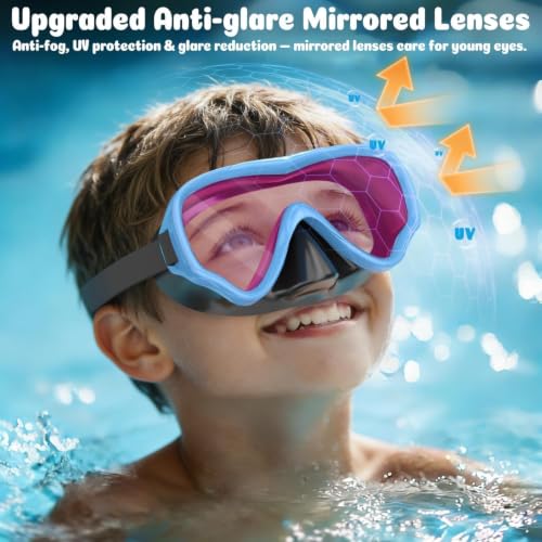 COOLOO 2 Packs Kids Goggles with Nose Cover, Gafas de Natación para Niños 4-16 miniatura 4