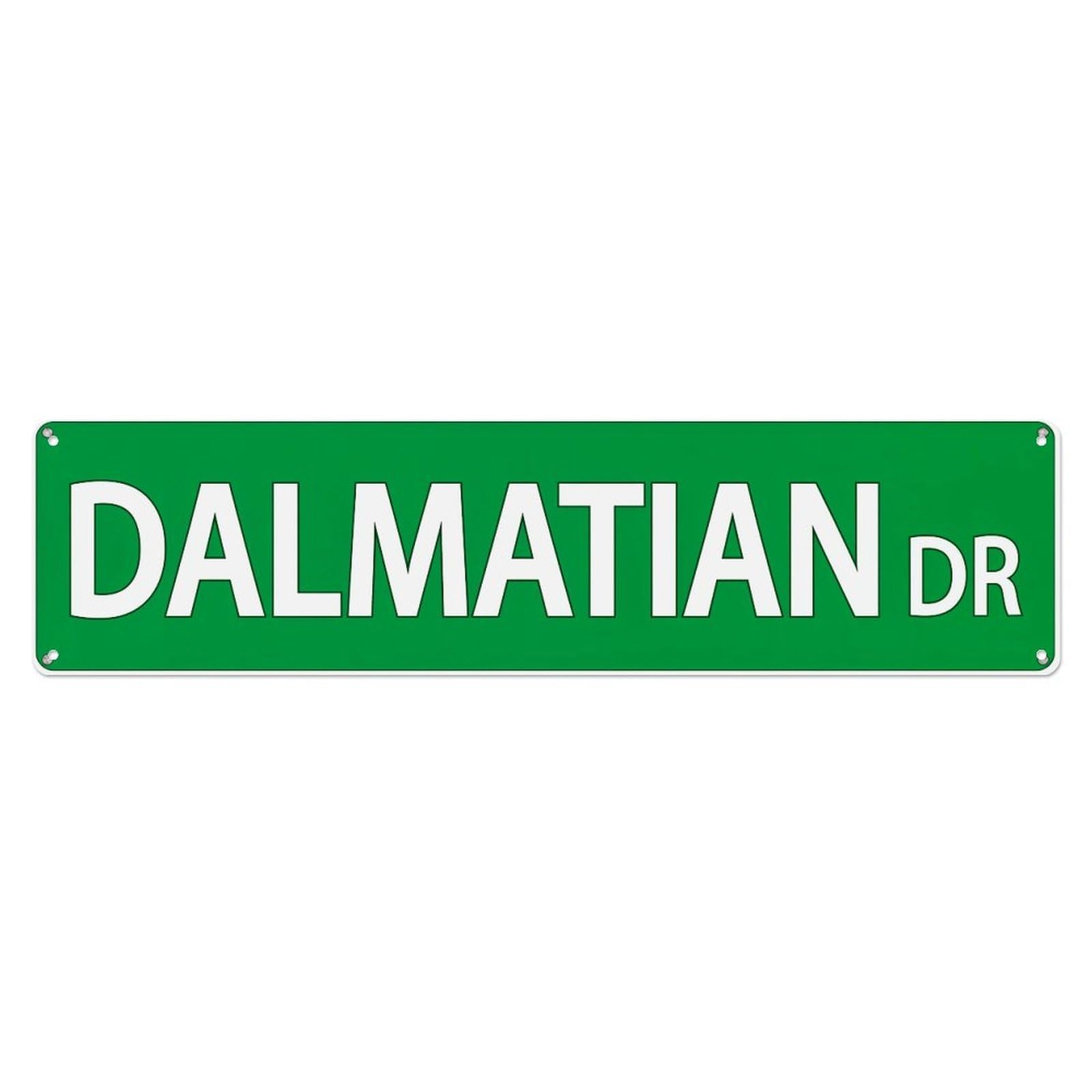 Jdyaojiesheng Vintage Dalmatian Dr Street Sign Tin Sign Retro Metal Wall Decor Metal Poster, Home Bar Garage Farmhouse Cafe Wall Art Decoration 4X16inch