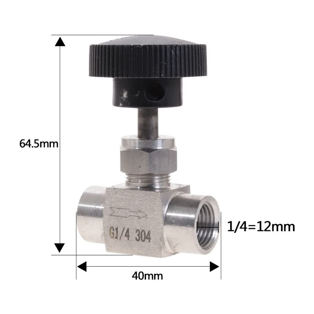 Valvola di ritegno a spillo 1 pz Valvola a Spillo in Acciaio Inossidabile, 1/8 '' 1/4 '' 1/2 '' Filettatura Interna SS Controllo del Flusso Valvola di Intercettazione A Spillo for Acqua Gas Olio(1/2")