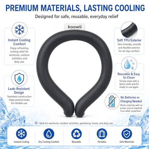 Image of 2-Pack Neck Cooling Tubes with Insulated Carry Bag | Reusable PCM Neck Cooling Rings, Hands-Free Wearable Neck Cooler for Summer Travel, Outdoor Work, Walks, and Sports