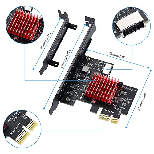 Carte d'extension PCIe USB 3.1 Gen2 Type-E 10Gbps pour panneau avant Windows - 3