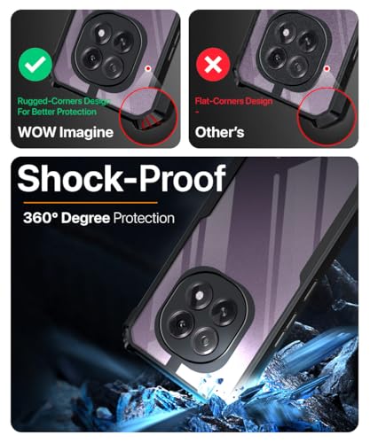 Image of WOW IMAGINE Shock Proof Clear Protective Back Case for Oppo F29 5G - AirEDGE Technology | 360 Degree Camera Protection | Transparent Hybrid Back Case Mobile Cover - Black