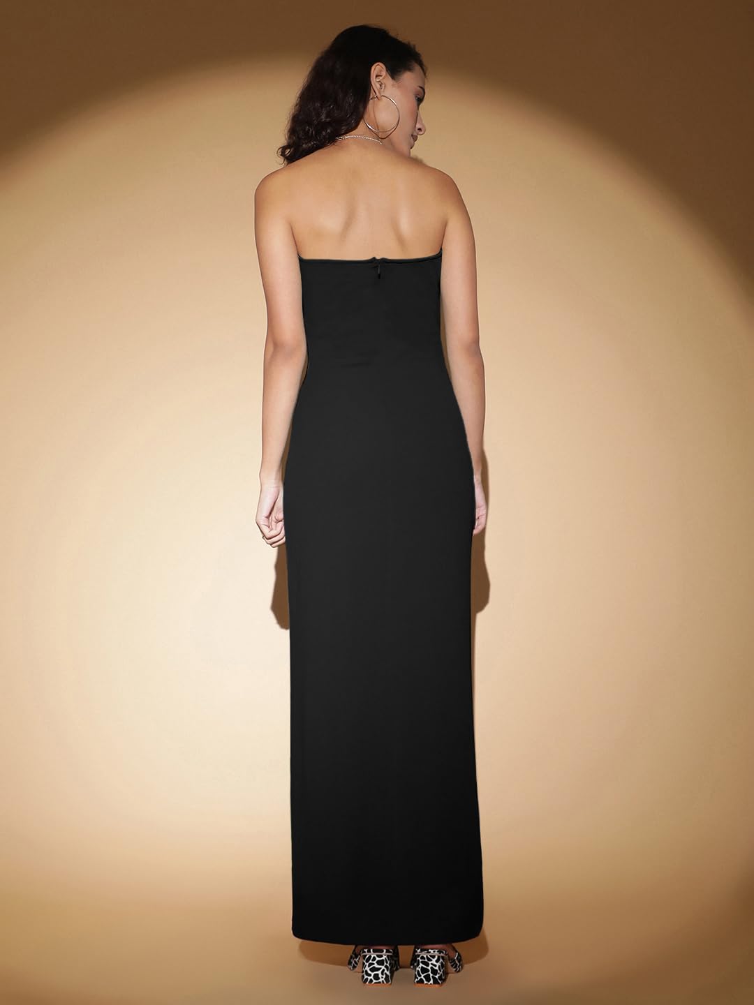 Kotty Women's Bodycon Midi Dress(Black,Xl)