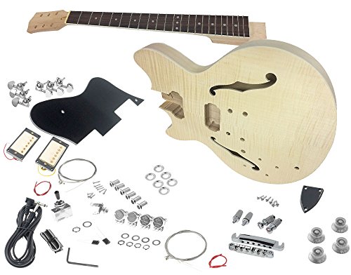 Solo ES Style DIY Guitar Kit, Flamed Maple Top, Left Handed