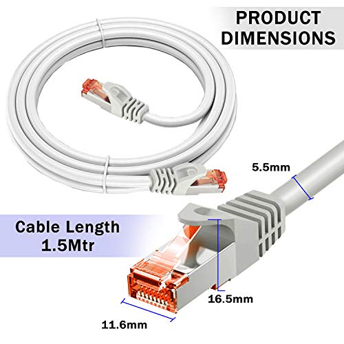 Image of Storite Uport 1.5 Meter Premium Series Cat 6 Ethernet High Speed Gigabit Internet Network RJ45 LAN Patch Cable (Grey) -3 Pack