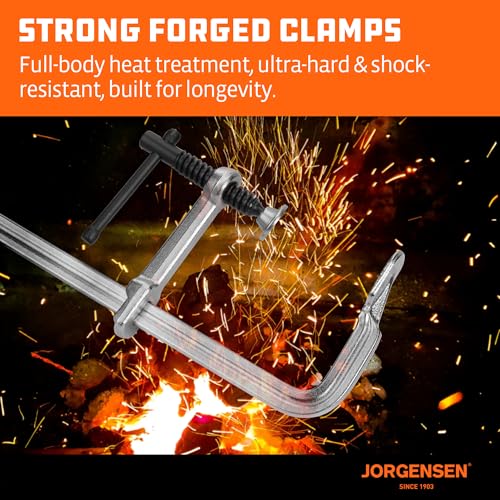 Image of Jorgensen Bar Clamps, 12-Inch Light-duty Drop Forged Steel Bar Clamps for Woodworking and Welding, 2 Pack