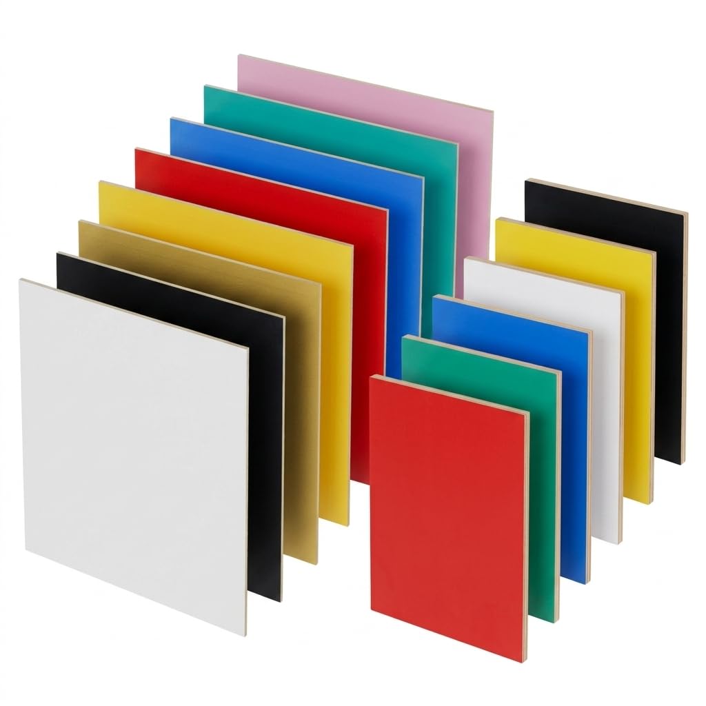 14 Pack 3mm Colored Basswood Sheets, Mixed Size Plywood for Laser Cutting, Engraving, DIY Crafts, Model Making, Ornaments, Home Decor (Mixed Colors)