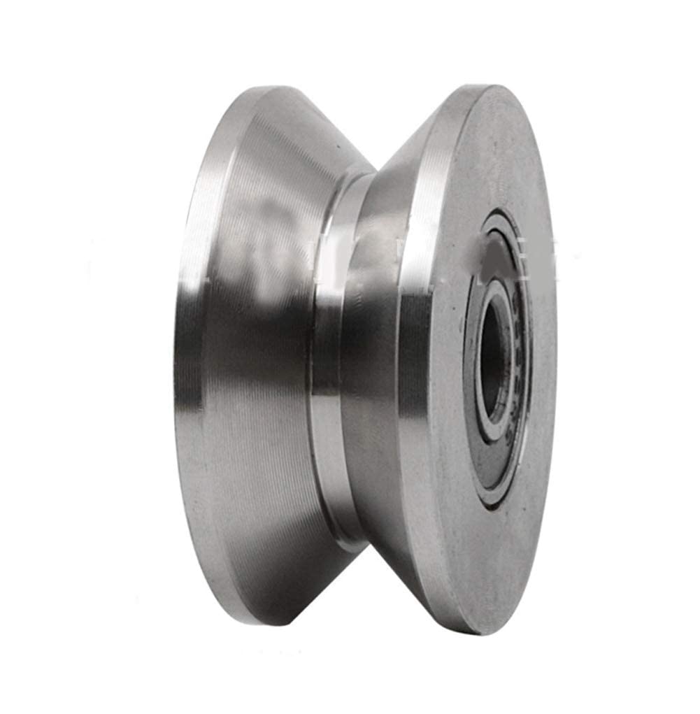 Robustes Türrad, 68 mm, 304 Edelstahl, Schiebetorrollen, Führungsrolle, Laufrolle, Laufschiene, starres Laufrad zum Heben, Schwingschiebetor (V-Nut, 68 mm)