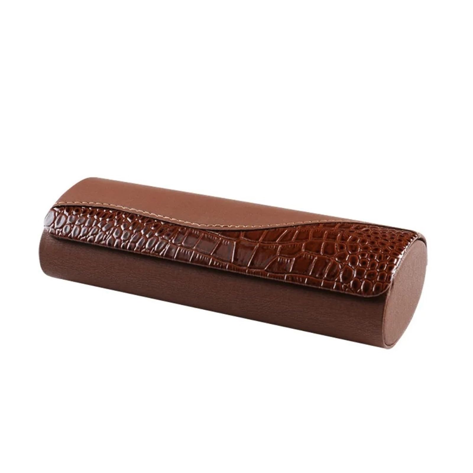 Brillenetui 2 Stück magnetische Brillenetui aus Leder, Flacher Spiegel, Sonnenbrillenetui, Aufbewahrungsbox, leicht, tragbar, weich, Paketbox(Brown)