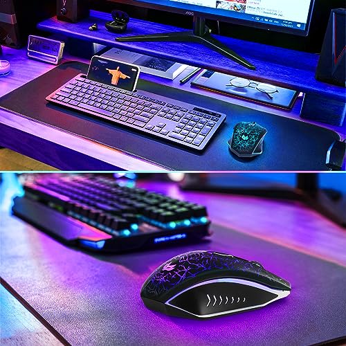 Lulabboard Wireless Gaming Mouse, Rechargeable Wireless Computer Mouse, 7-Color Led Light, Ergonomic Mouse With 6 Silent Click Buttons, 3 Adjustable 2400 Dpi Wireless Mouse For Laptop,Pc,Mac thumb #6