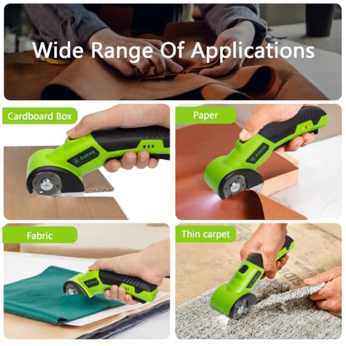 Image of Cordless Electric Scissors 4.2V Rechargeable Cardboard Cutter with 2000mAh Battery, LED Light, Safety Lock, A Replacement Blade, Box Cutter for Cardboard, Cloth,Plastic and Thin Carpet