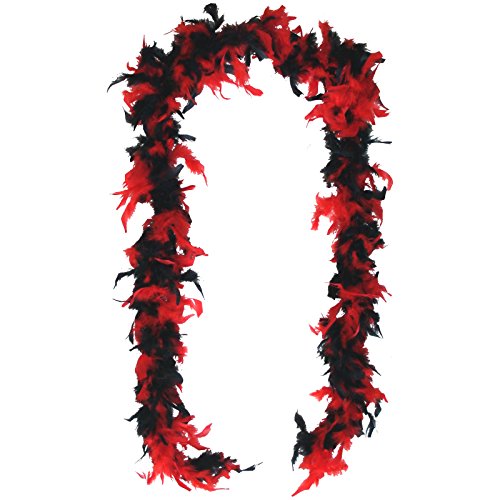 Spassprofi - Damen Federboa Rot/Schwarz 200cm mit echten Federn für Charleston Kostüme 20er Jahre