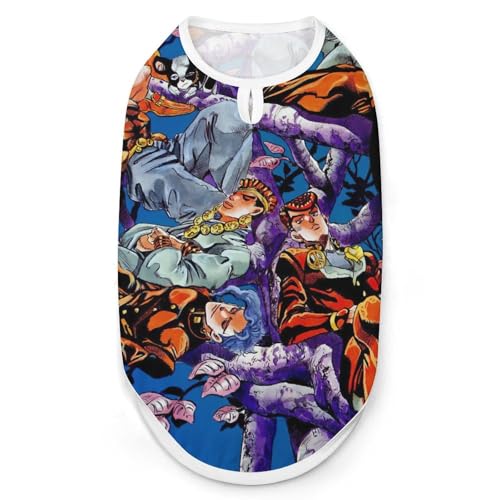 ペット服 ジョジョの奇妙な冒険 犬服 犬の服 Tシャツ ペットウェア ドッグウェア 猫服 洋服 袖なし 薄手 おしゃれ 脱毛保護 通気性よい 春秋冬服 お散歩 お出かけ 小型犬 中型犬