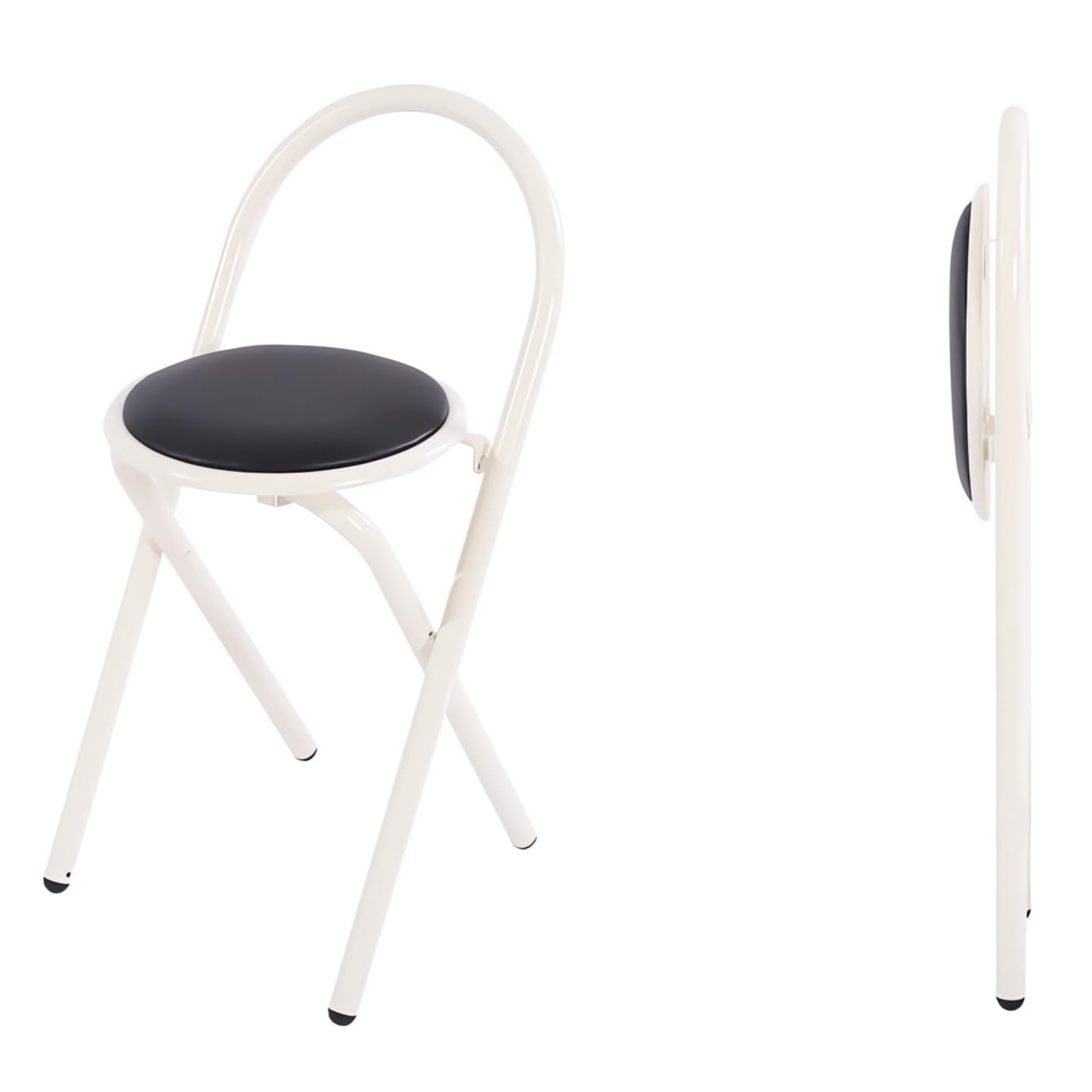 Ol portatile pieghevole con schienale slish rotondo in pelle ol per cucina casa & uso esterno design salvaspazio Ocns