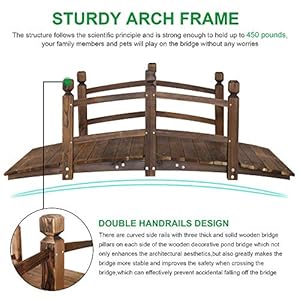   5FT-Wooden-Garden-Bridge-Arch-Stained-Finish-Footbridge-Decorative-Backyard-Bridge-with-Double-Safety-Railings-Outdoor-Lawn-Pond-Bridge-Walkway-for-Garden-Yard-Patio-Courtyard-Farm-Stream-Creek