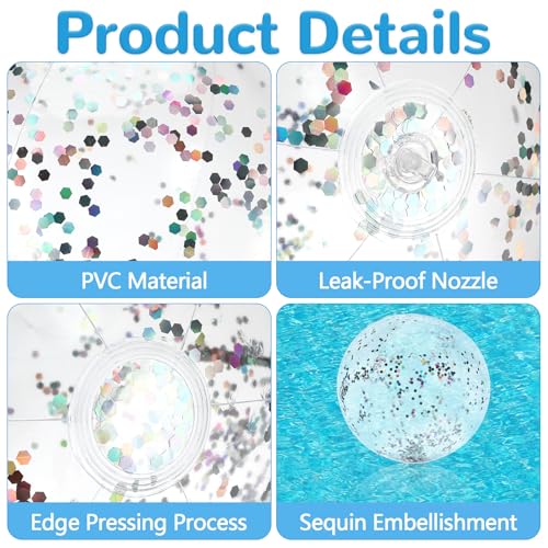 Quuylin Wasserball Aufblasbar, 2 Stück Blitz Aufblasbarer Ball, 40cm Strandball, Sommer Schwimmball Wasserspielzeug für Kinder Erwachsene Strand, Pool Party, Outdoor-Aktivitäten