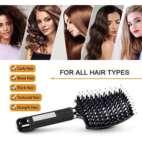 Pop Magic Detangling Hair Brush for Women and Kids Boar Bristle Paddle Brush for Blow Drying Wet Hair, Long, Thick, Curly - Image 2