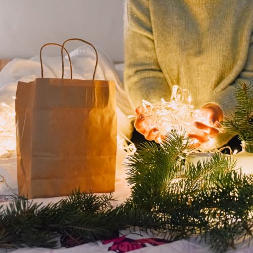 KTKDE 50Pcs Gift Bags 10.2x4.7x12.9 In Paper Gift Bags with Handles Bulk, Paper Bags, Shopping Bags, Kraft Bags, Retail Bags, Party Bags Birthday Party Favors Wedding Bags Brown - Image 4