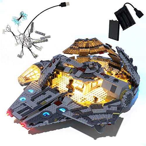 GEAMENT Blocks Light Kit for Star Wars The Rise of Skywalker Millennium Falcon Compatible with 75257 Lego Starship Model (Lego Set Not Included)