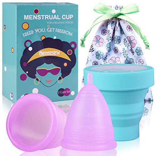 Menstrual Cups (1Large+1 Small Cup +1 Storage Cup) Period Cup for Heavy&Light Flow Soft and Reusable - //coolthings.us
