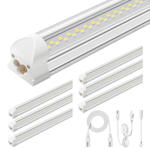 ELEKICO 6 Pack 50w 4ft Led Shop Light, Super Bright 7500lm 5000k V Shape 4' Led Shop Lights, Linkable 4 Foot Led Shop Lights for Garage Warehouse, Supermarket, Basement, Barn, Storage Area