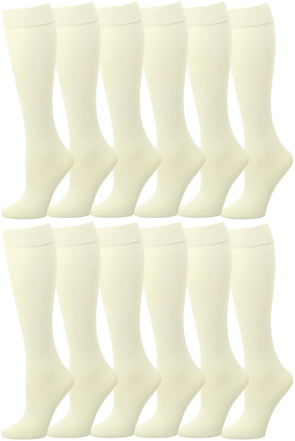 Falari 12-Pack Knee High Women Trouser Socks Comfort Band Stretchy Spandex Opaque