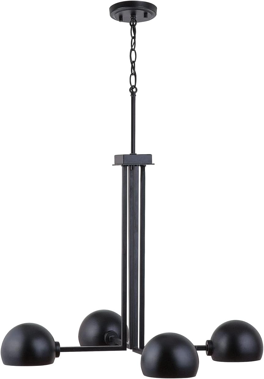 Capital Lighting 433141MB Hadley Urban/Industrial Curvy Arm Dome Chandelier, 4-Light 240 Total Watts, 21" H x 27" W, Matte Black