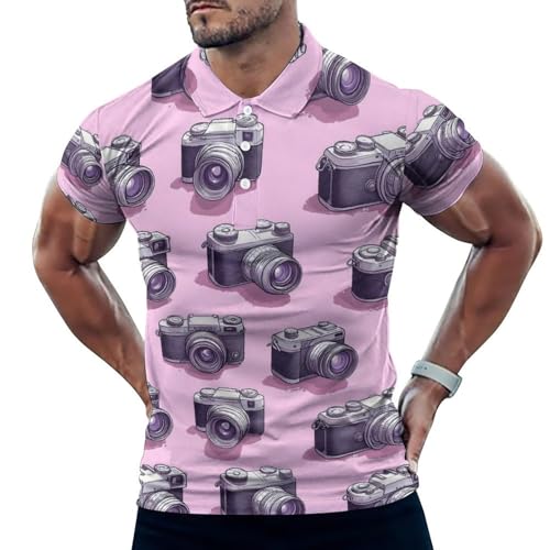 Polo de golf pour homme à manches courtes imprimé vintage respirant