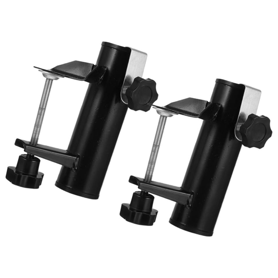Support de parasol de cour extérieur en acier noir léger avec pince